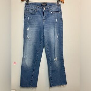 Nanette Lepore Belle High Rise Ankle Skinny Distressed Jeans Womens Size 4 Blue